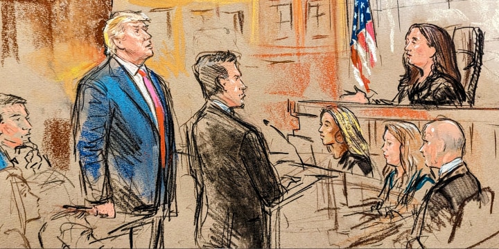 Former President Donald Trump is arraigned at the E. Barrett Prettyman U.S. Courthouse in Washington, DC., on Aug. 3, 2023.
